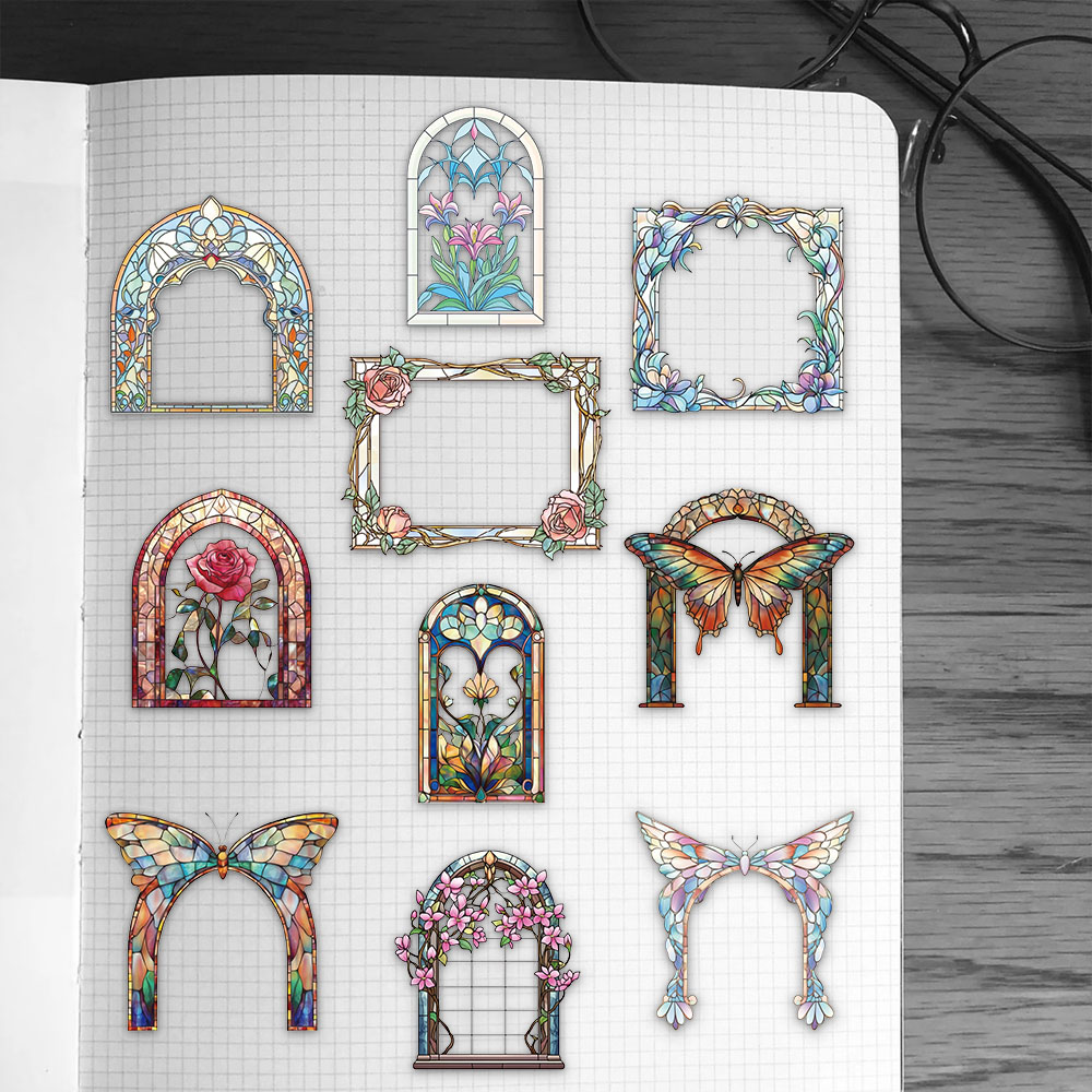 AliExpress 50PCS Retro Flower Mirror Sticker Fun Stickers DIY Phone Case Laptop Water Cup Computer Toy Stickers, view 6