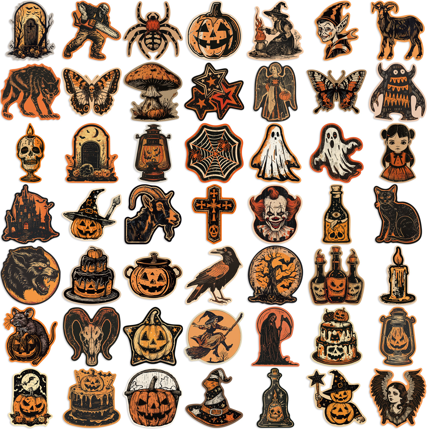 AliExpress 50PCS Retro Halloween Graffiti Stickers Aesthetic Phone Bike Wall Scrapbook Motorcycle Waterproof Sticker for Kids Toys Gifts, view 4