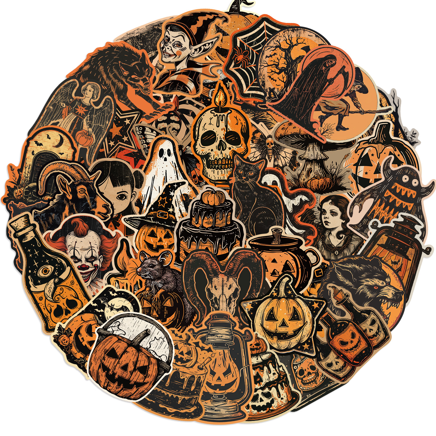 AliExpress 50PCS Retro Halloween Graffiti Stickers Aesthetic Phone Bike Wall Scrapbook Motorcycle Waterproof Sticker for Kids Toys Gifts, view 6