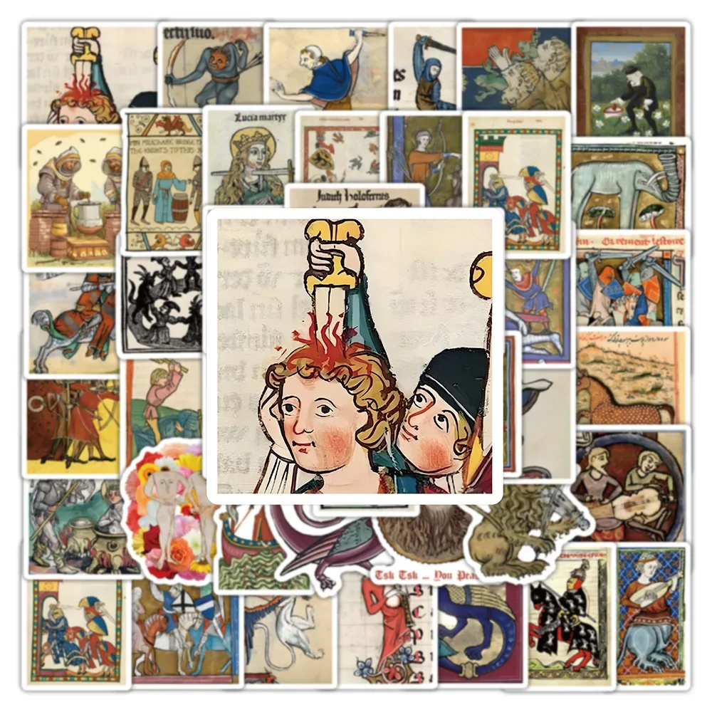 AliExpress 50PCS Retro Medieval Art Poster Pattern Sticker DIY Phone Laptop Luggage Skateboard Graffiti Decals Fun for Kid Toy Party Gift
