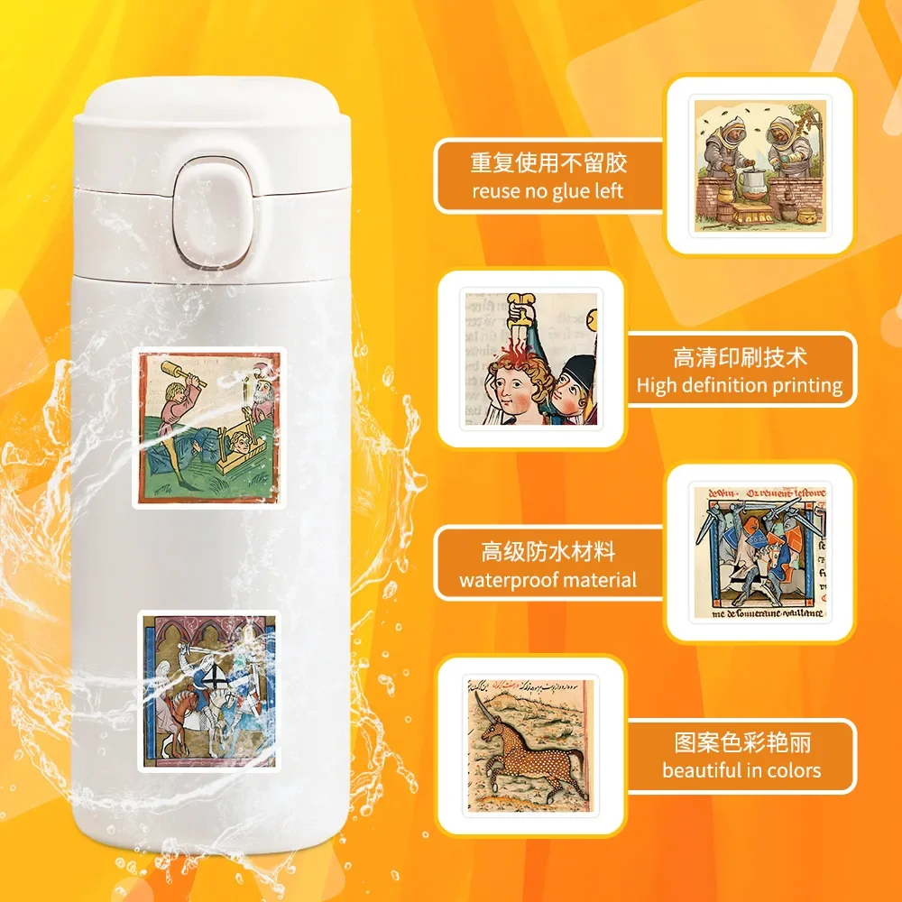 AliExpress 50PCS Retro Medieval Art Poster Pattern Sticker DIY Phone Laptop Luggage Skateboard Graffiti Decals Fun for Kid Toy Party Gift, view 6