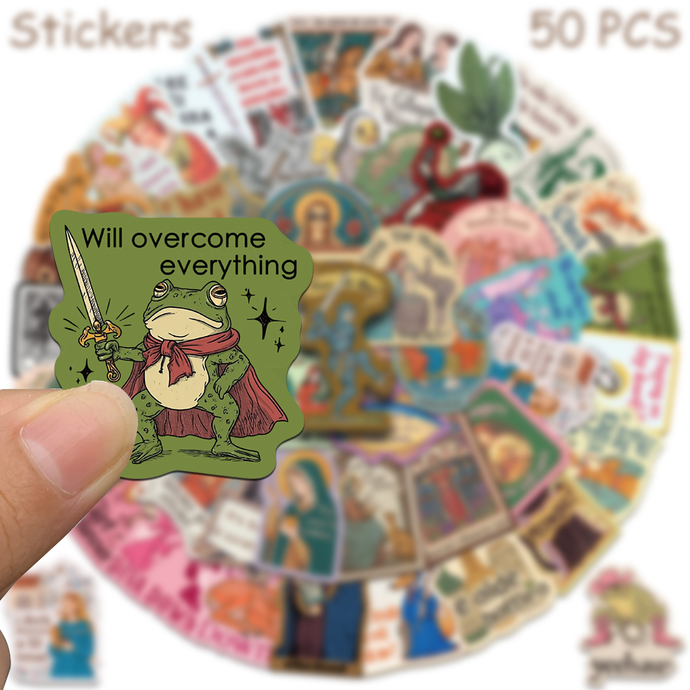 AliExpress 50pcs Retro Middle Ages Stickers Decals For Phone Laptop Scrapbook Skateboard Guitar DIY Aesthetic Waterproof Stickers Gifts, view 4