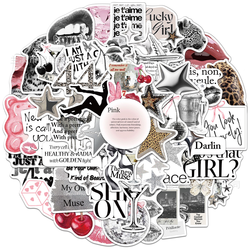 AliExpress 50-Piece Silver Lucky Girl Graffiti Stickers