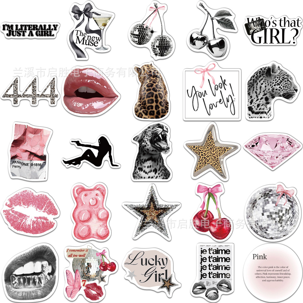 AliExpress 50-Piece Silver Lucky Girl Graffiti Stickers, view 5