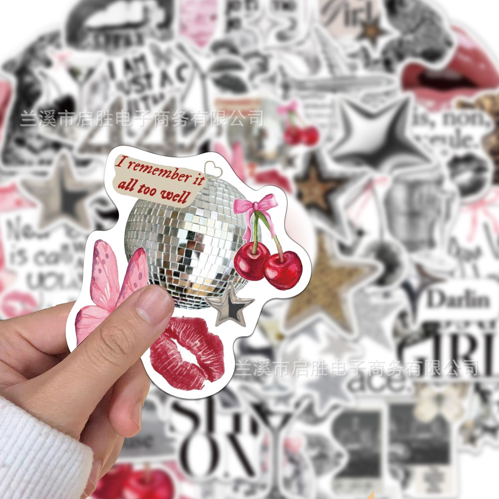 AliExpress 50-Piece Silver Lucky Girl Graffiti Stickers, view 6