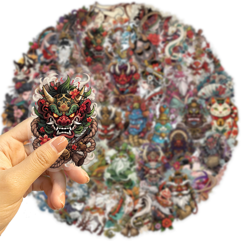 AliExpress 50pcs Transparent Japanese Tattoo Art Stickers - Waterproof PET Decals for Scrapbooking, Guitar & Laptop Decoration, view 3