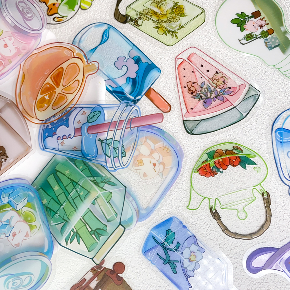 AliExpress 50pcs Transparent Objects PET Stickers Decals For Laptop Notebook Skateboard Guitar Helmet DIY Cartoon Aesthetic Stickers, view 6