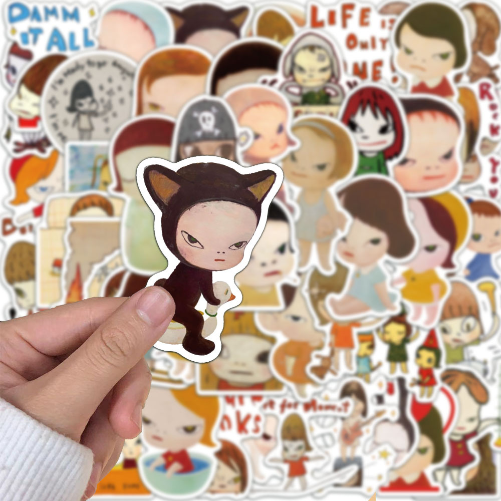 AliExpress 50Pcs Yoshitomo Nara Stickers Cartoon Manga Stickers Scrapbook Mobile Luggage Skateboarding Waterproof Graffiti DIY Stickers