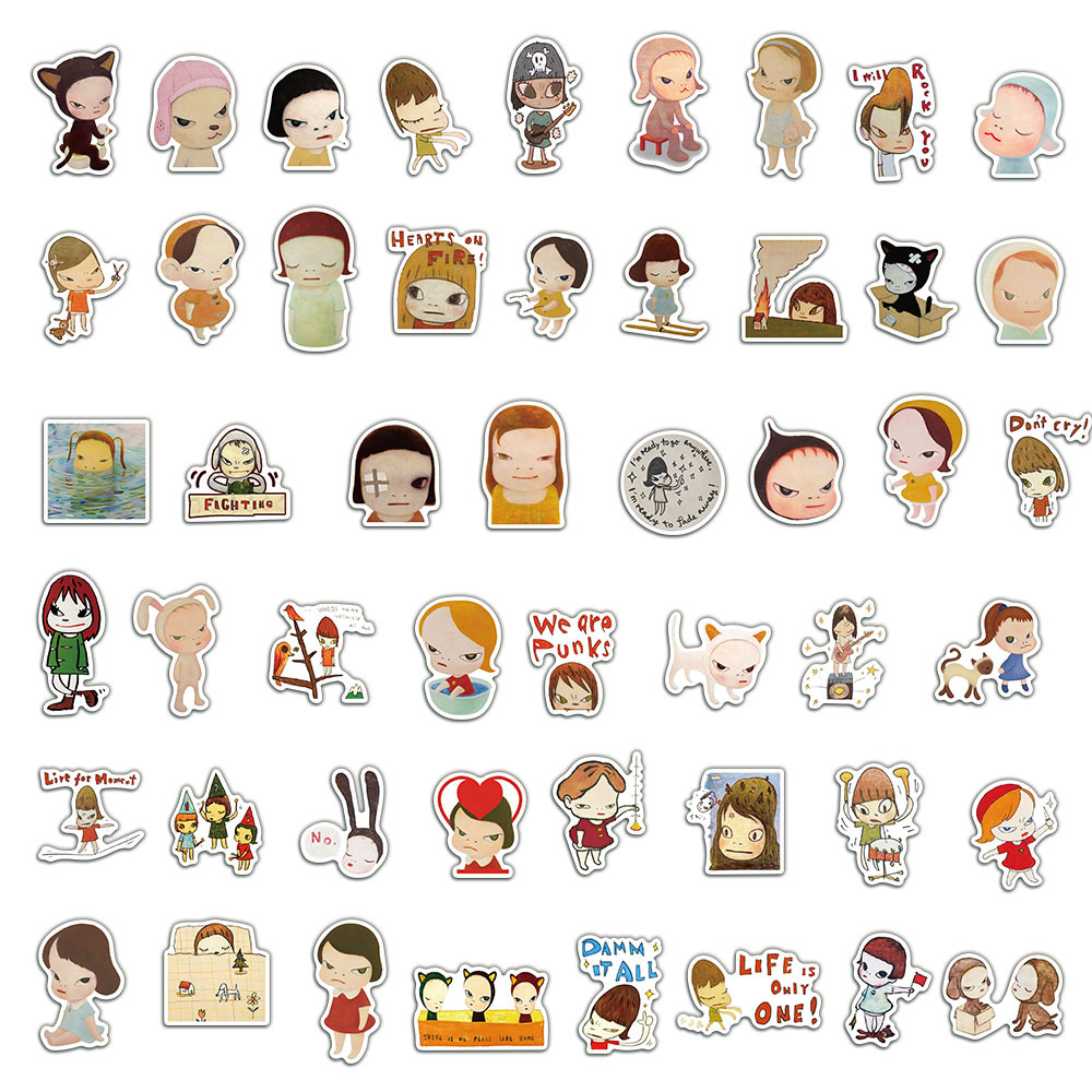 AliExpress 50Pcs Yoshitomo Nara Stickers Cartoon Manga Stickers Scrapbook Mobile Luggage Skateboarding Waterproof Graffiti DIY Stickers, view 5