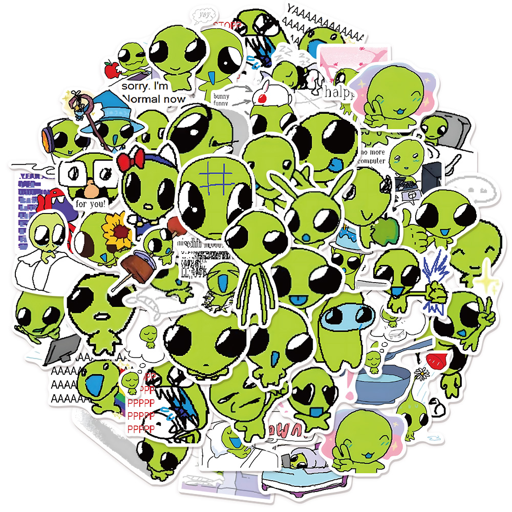 AliExpress 52PCS Cute Little Green Star Fun Stickers DIY Luggage Notebook Skateboard Water Cup Waterproof Stickers