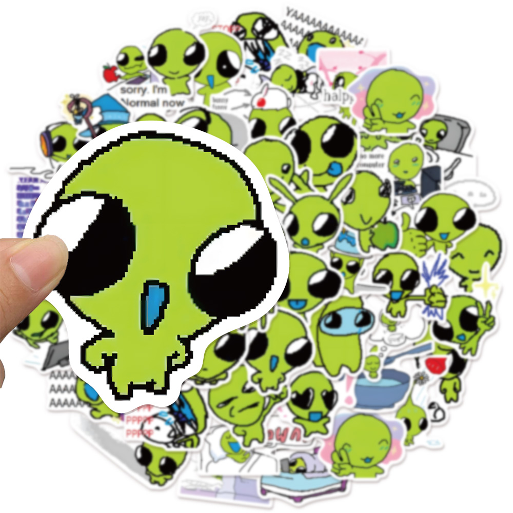 AliExpress 52PCS Cute Little Green Star Fun Stickers DIY Luggage Notebook Skateboard Water Cup Waterproof Stickers, view 2