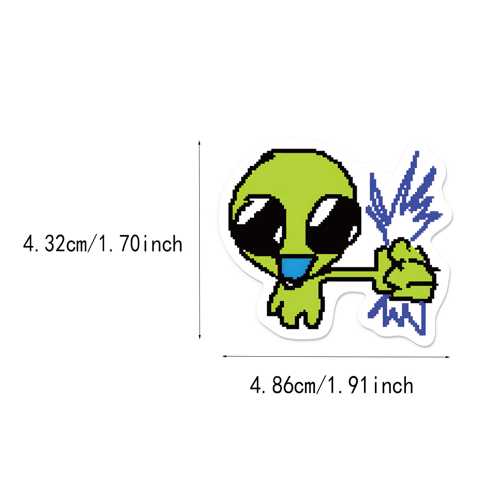 AliExpress 52PCS Cute Little Green Star Fun Stickers DIY Luggage Notebook Skateboard Water Cup Waterproof Stickers, view 3