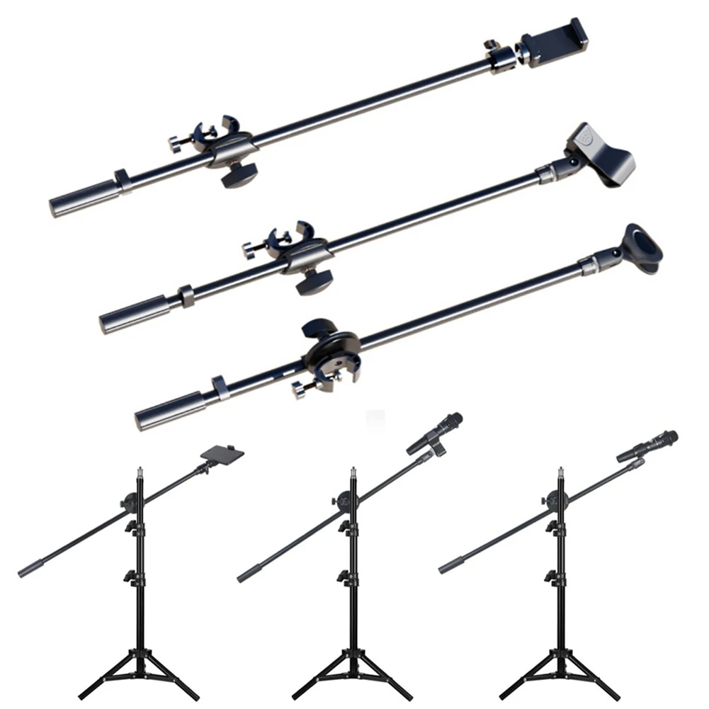 AliExpress 55CM Rotating Microphone Stand Crossbar Arms Mic Clip Phone Holder Extension Bracket Designed 3/8 Thread cross bar