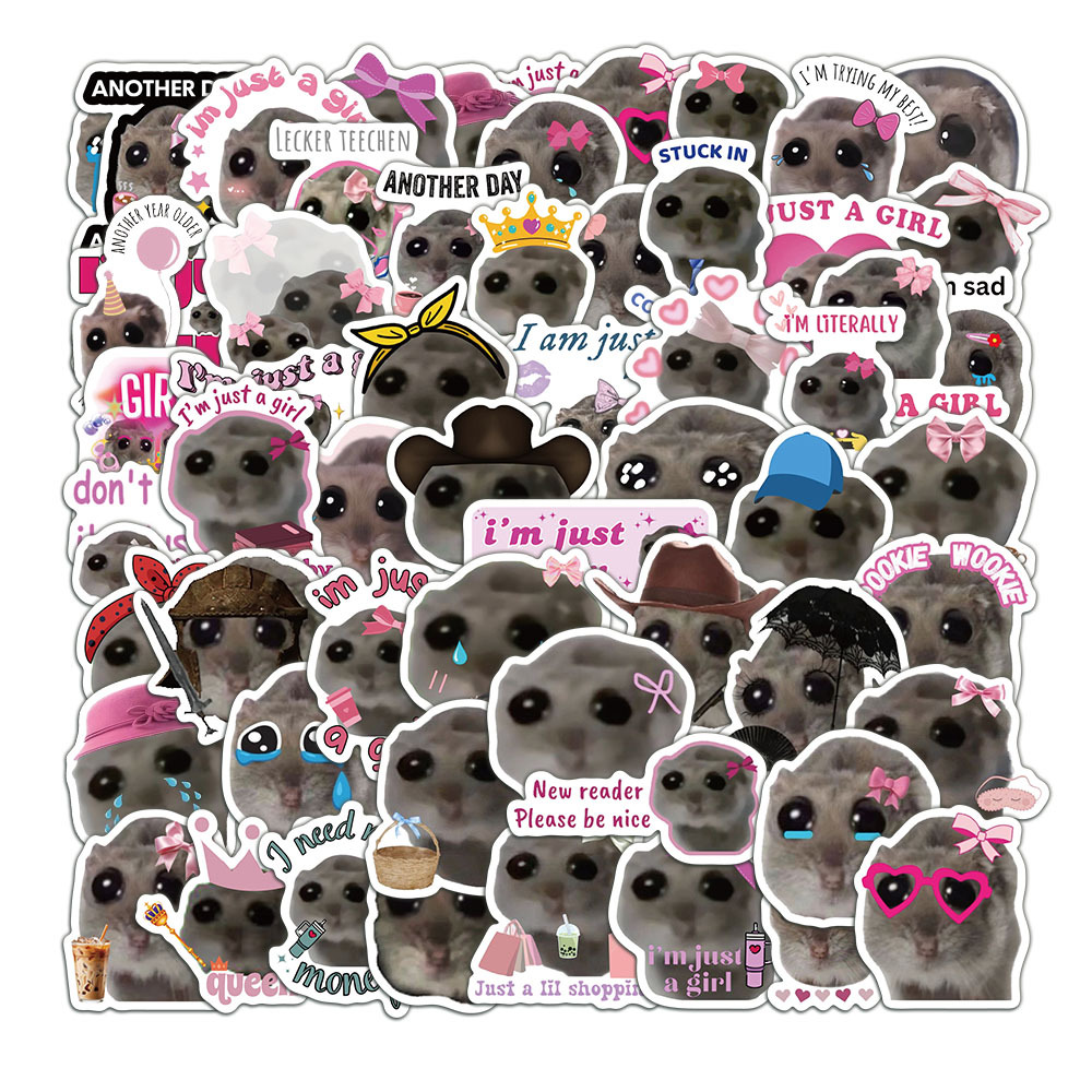 AliExpress 56pcs Cute Sad Hamster Meme Stickers im just a girl Graffiti Stickers DIY Phone Guitar Laptop Suitcase Waterproof Sticker