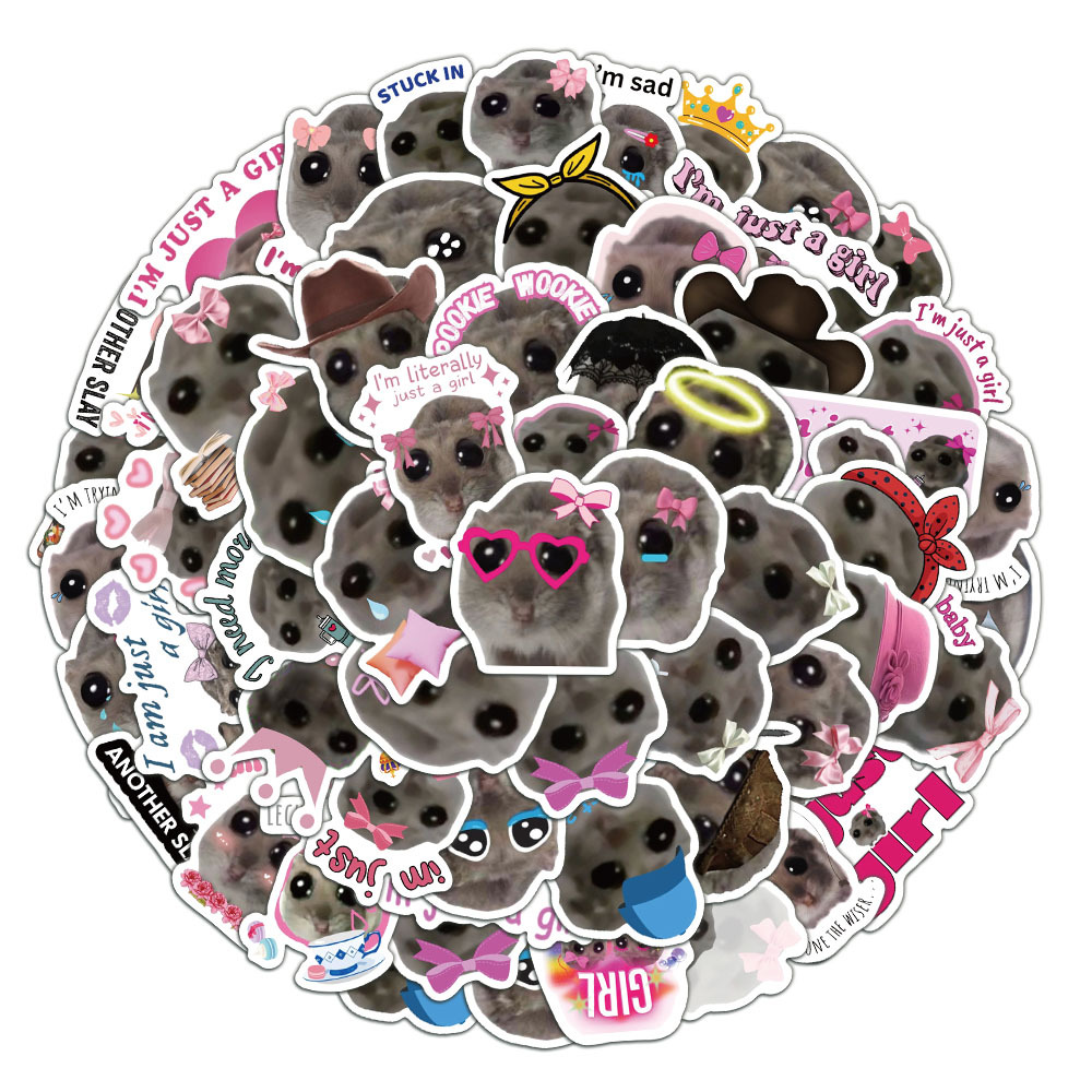 AliExpress 56pcs Cute Sad Hamster Meme Stickers im just a girl Graffiti Stickers DIY Phone Guitar Laptop Suitcase Waterproof Sticker, view 2