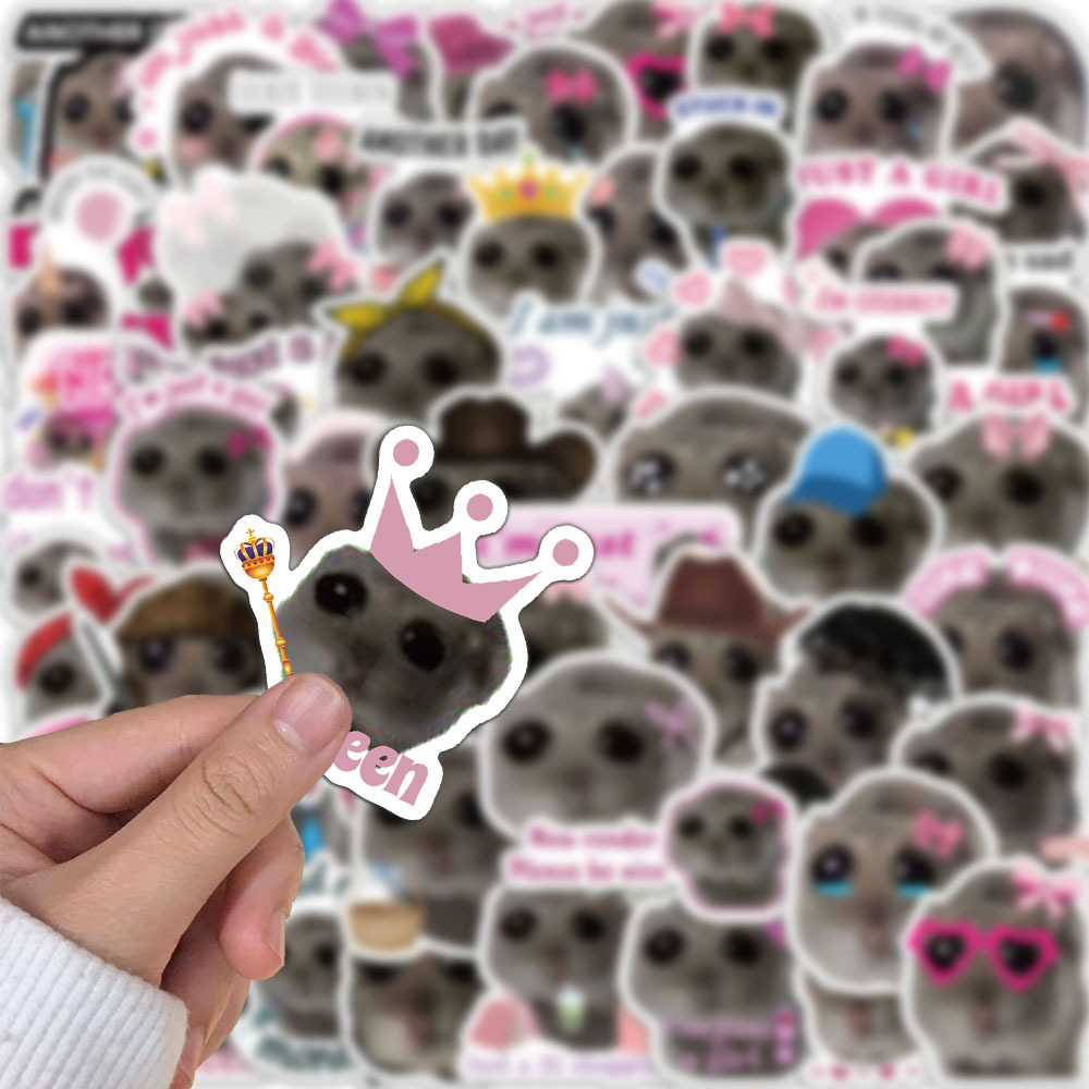 AliExpress 56pcs Cute Sad Hamster Meme Stickers im just a girl Graffiti Stickers DIY Phone Guitar Laptop Suitcase Waterproof Sticker, view 3