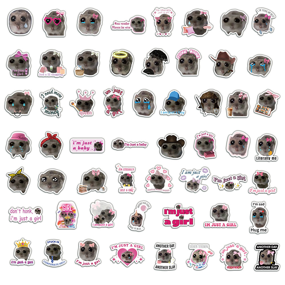 AliExpress 56pcs Cute Sad Hamster Meme Stickers im just a girl Graffiti Stickers DIY Phone Guitar Laptop Suitcase Waterproof Sticker, view 4