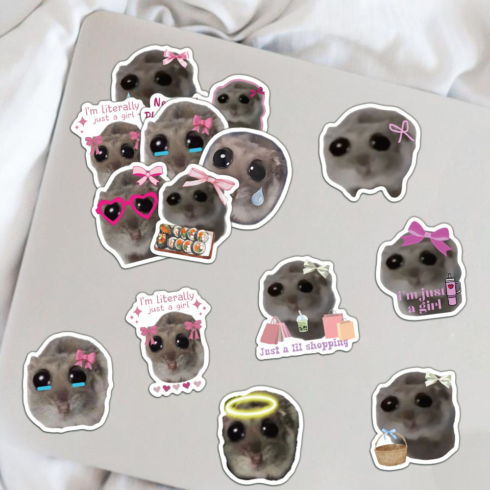 AliExpress 56pcs Cute Sad Hamster Meme Stickers im just a girl Graffiti Stickers DIY Phone Guitar Laptop Suitcase Waterproof Sticker, view 5