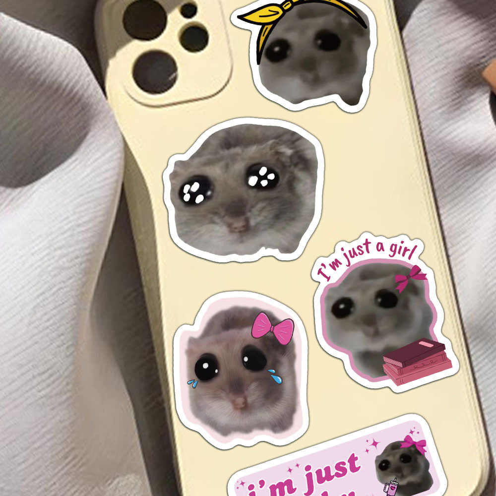 AliExpress 56pcs Cute Sad Hamster Meme Stickers im just a girl Graffiti Stickers DIY Phone Guitar Laptop Suitcase Waterproof Sticker, view 6