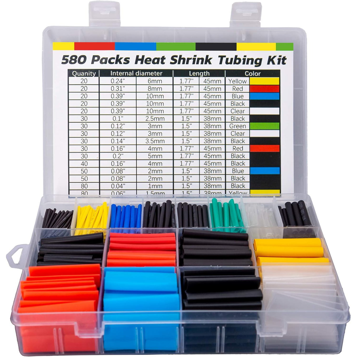 AliExpress 580/560Pcs Heat Shrink Tubing Kit EVA Material in 6 Colors 11 Sizes - Ideal for Electrical Insulation, Repairs, and Wire Conne