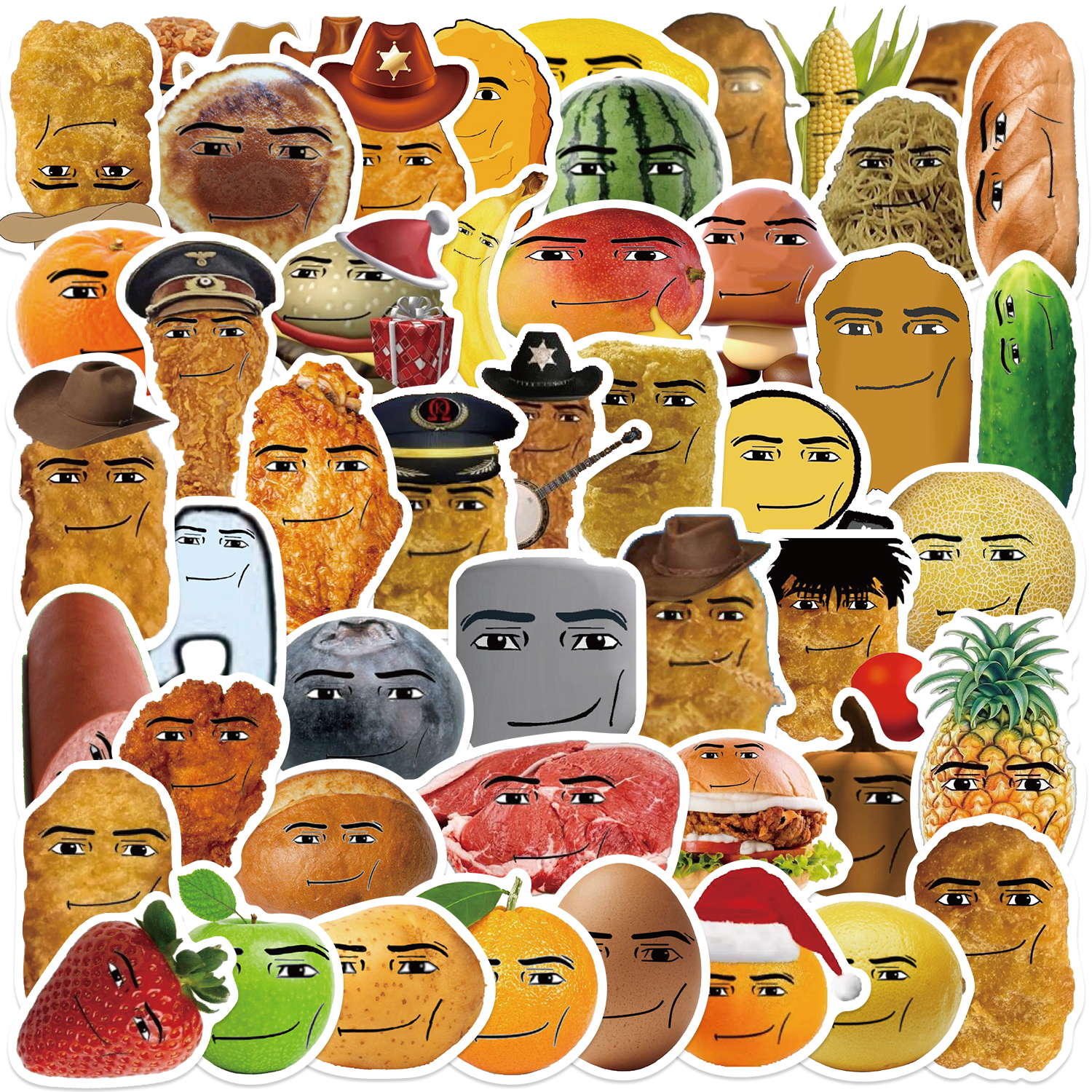 AliExpress 58pcs Robloxs Face -Winning Smile-Chicken Nugget Meme Series Cartoon Waterproof Decorative Water Cup Phone Case Stickers