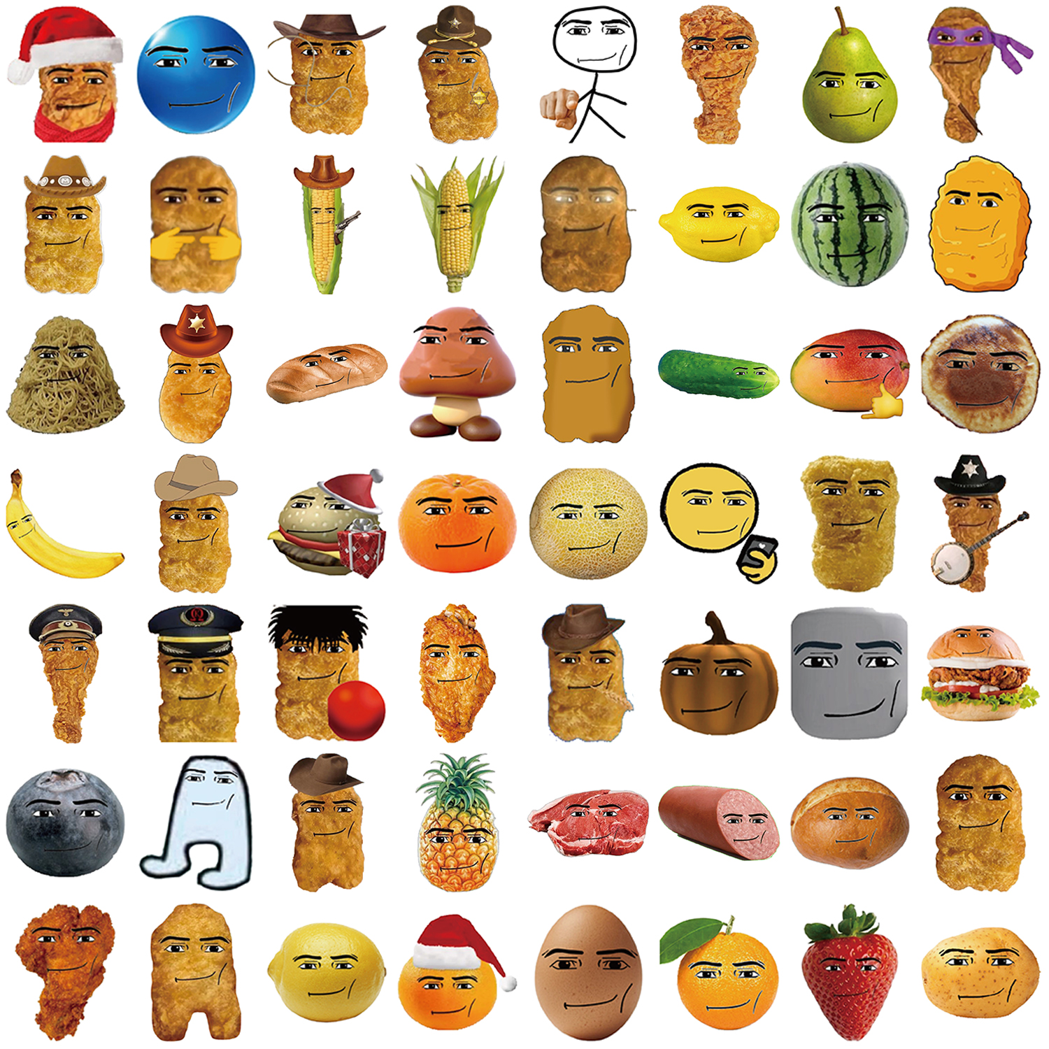 AliExpress 58pcs Robloxs Face -Winning Smile-Chicken Nugget Meme Series Cartoon Waterproof Decorative Water Cup Phone Case Stickers, view 6