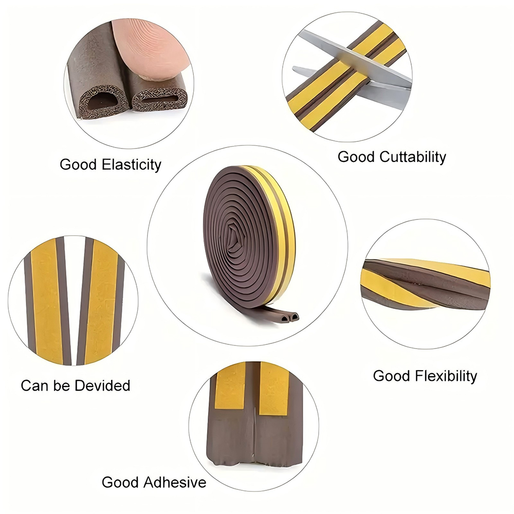 AliExpress 5m/10m DIEP Shape Window Seal Strip 4 Colors Self-adhesive Rubber Weather Stripping Door Windproof Insulation Noise Tape, view 6