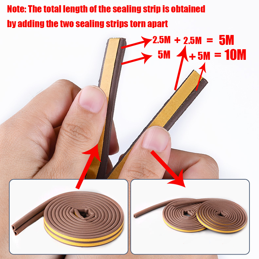 AliExpress 5m/10m Weather Stripping Door Seal Strip Diep Self-adhesive Draft Stopper Tape Window Insulation Noise Rubber Sealing Strip, view 2