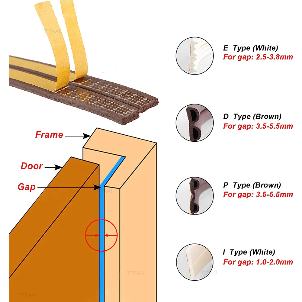 AliExpress 5m/10m Weather Stripping Door Seal Strip Diep Self-adhesive Draft Stopper Tape Window Insulation Noise Rubber Sealing Strip, view 3