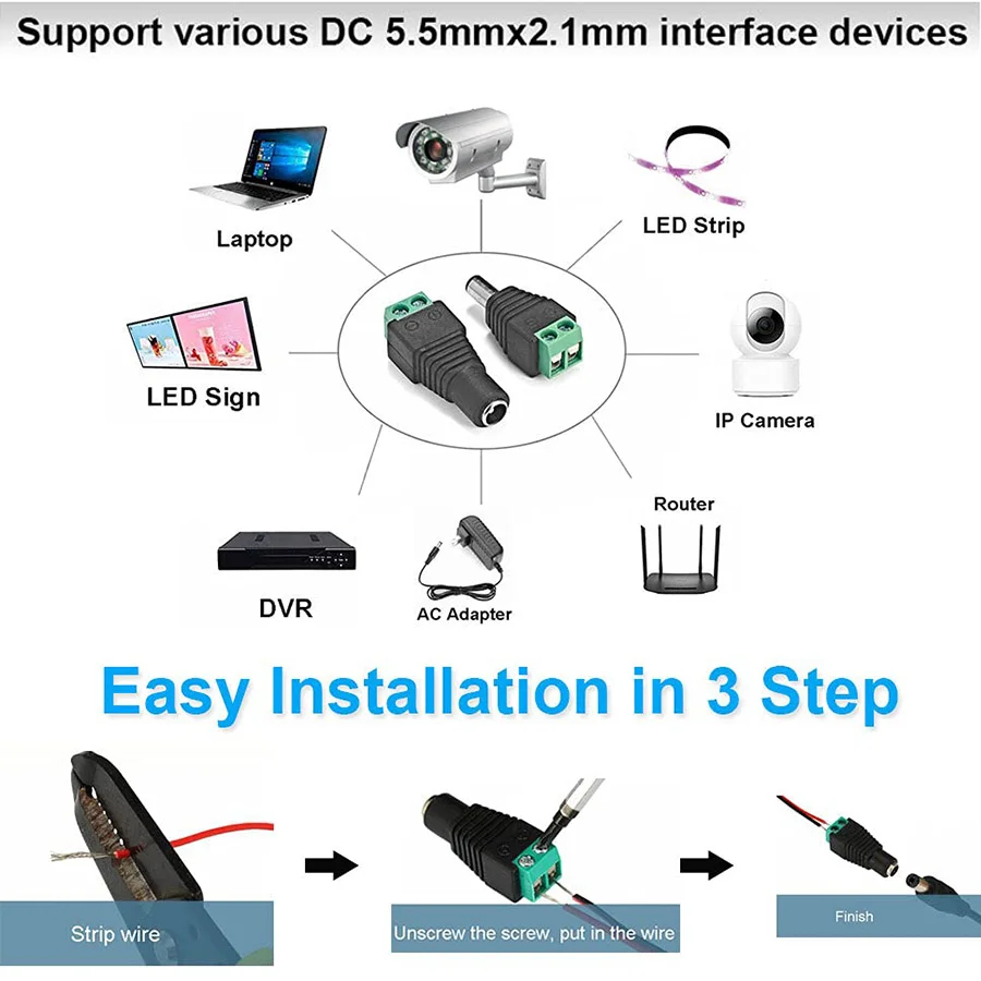 AliExpress DC 12V 5.5x2.1mm Power Connectors (5 Pairs), view 3