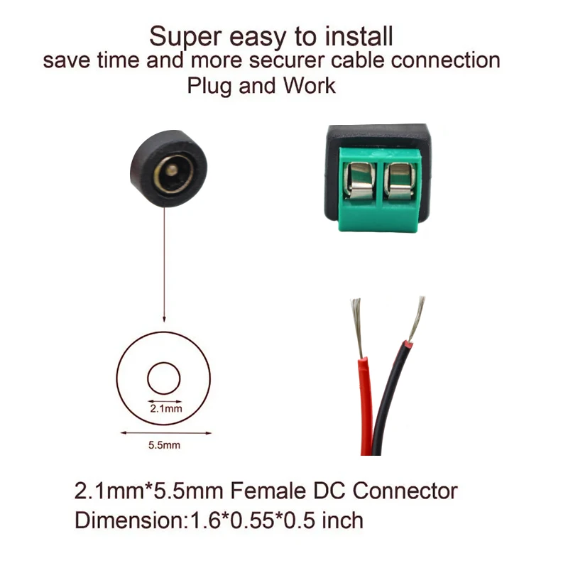 AliExpress 5-Pair 2.1 x 5.5 mm DC 12V Power Connectors, view 2