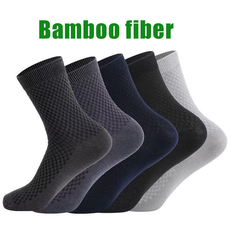 AliExpress 5Pairs/Lot Men's Socks High Quality Bamboo Fiber Business Breathable Deodorizing Socks Men's Casual Socks Large Size EU38-46
