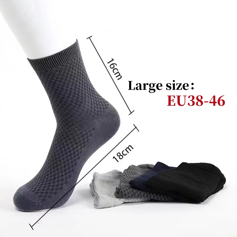 AliExpress 5Pairs/Lot Men's Socks High Quality Bamboo Fiber Business Breathable Deodorizing Socks Men's Casual Socks Large Size EU38-46, view 2