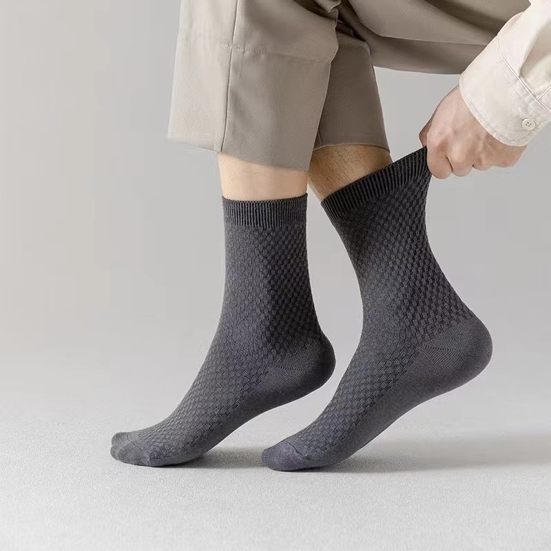 AliExpress 5Pairs/Lot Men's Socks High Quality Bamboo Fiber Business Breathable Deodorizing Socks Men's Casual Socks Large Size EU38-46, view 5