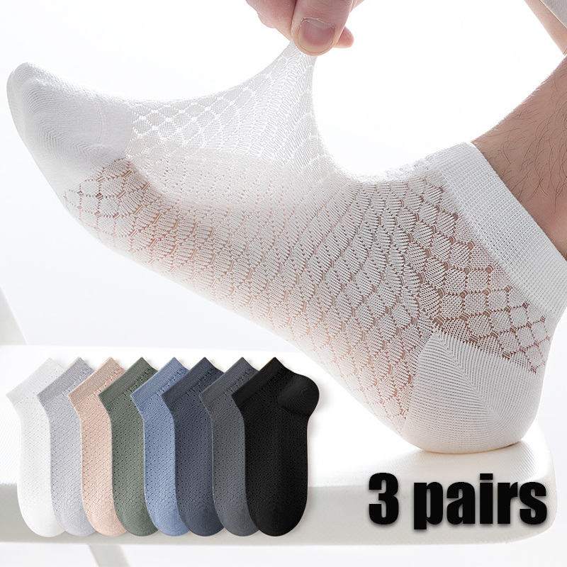 AliExpress 5Pairs Men's Anti Odor Sweat Absorption Low Cut Socks Breathable Comfortable Thin Mesh Casual Sock High Quality Sports Male Sox