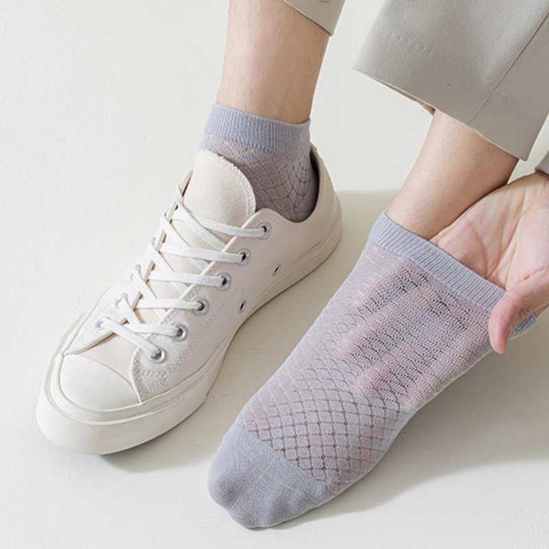 AliExpress 5Pairs Men's Anti Odor Sweat Absorption Low Cut Socks Breathable Comfortable Thin Mesh Casual Sock High Quality Sports Male Sox, view 3