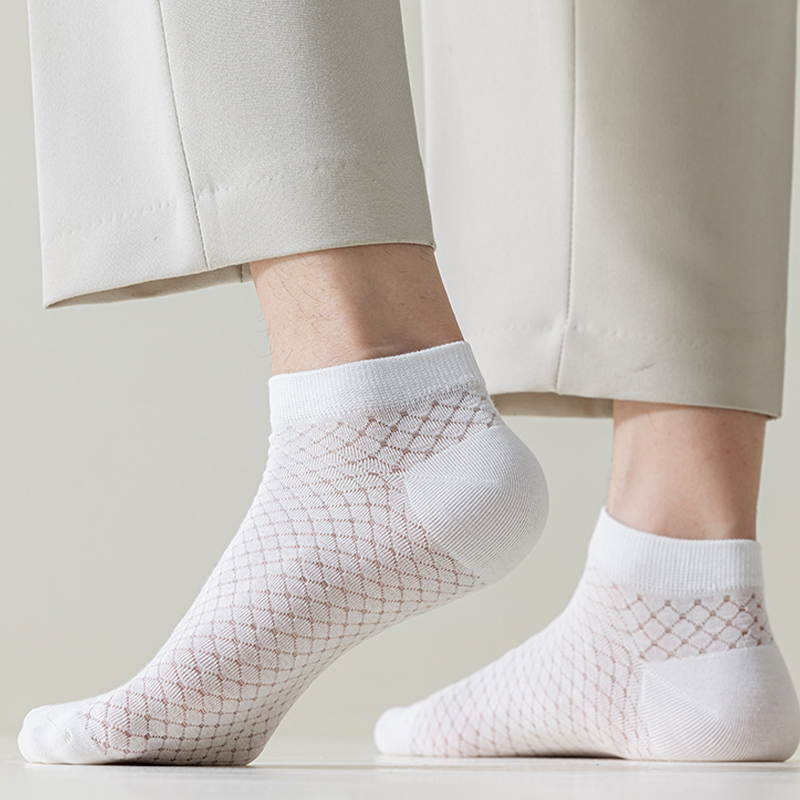 AliExpress 5Pairs Men's Anti Odor Sweat Absorption Low Cut Socks Breathable Comfortable Thin Mesh Casual Sock High Quality Sports Male Sox, view 4