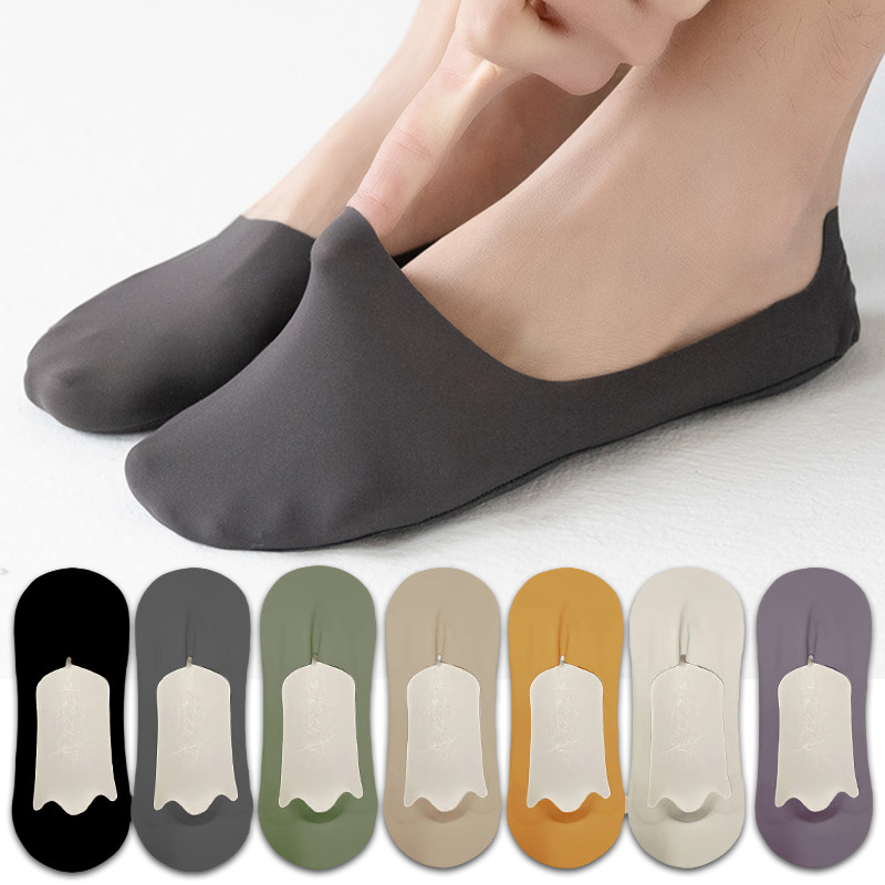 AliExpress 5pairs Men's Cotton Socks Summer Breathable Ultra-thin No Show Ice Silk Sock Silicone Non-slip Bottom Absorb Sweat Men Boat Sock