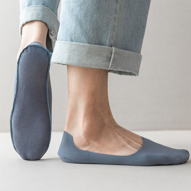 AliExpress 5pairs Men's Cotton Socks Summer Breathable Ultra-thin No Show Ice Silk Sock Silicone Non-slip Bottom Absorb Sweat Men Boat Sock, view 3
