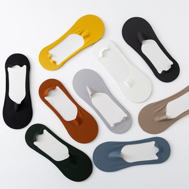 AliExpress 5pairs Men's Cotton Socks Summer Breathable Ultra-thin No Show Ice Silk Sock Silicone Non-slip Bottom Absorb Sweat Men Boat Sock, view 6