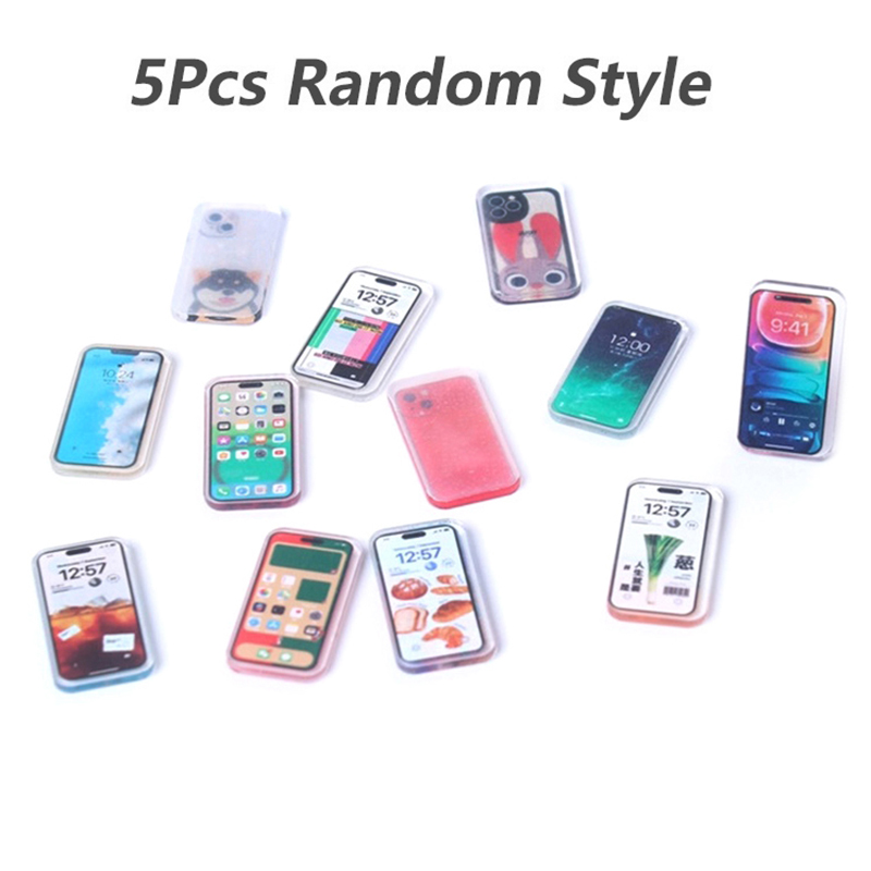 AliExpress 5Pcs 1:12 Dollhouse Miniature Mobile Phone Simulation Smartphone Model Kids Pretend Play Toys Doll House Accessories