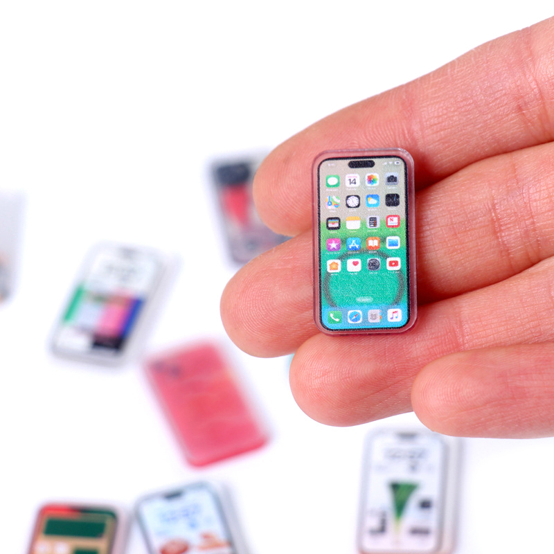AliExpress 5Pcs 1:12 Dollhouse Miniature Mobile Phone Simulation Smartphone Model Kids Pretend Play Toys Doll House Accessories, view 2