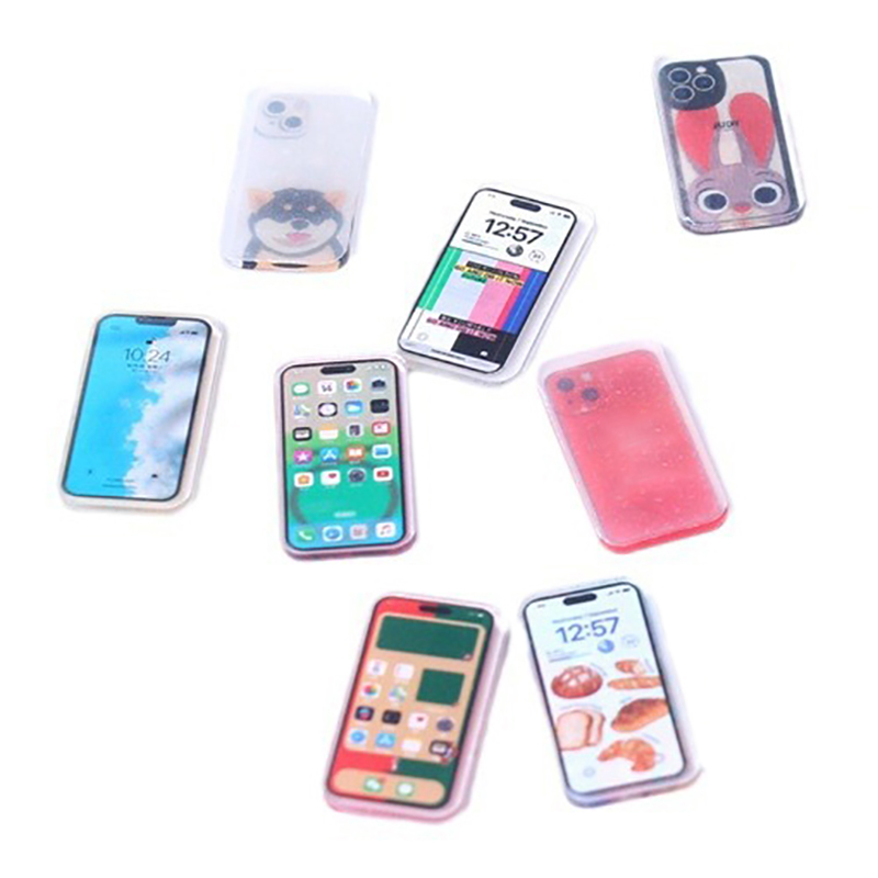 AliExpress 5Pcs 1:12 Dollhouse Miniature Mobile Phone Simulation Smartphone Model Kids Pretend Play Toys Doll House Accessories, view 4