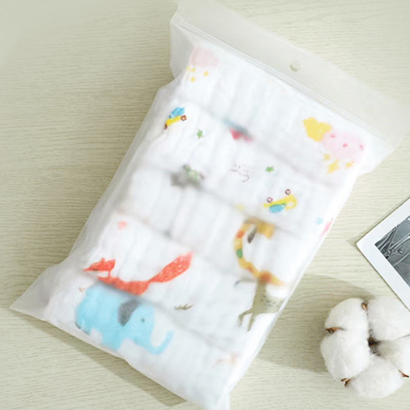 AliExpress 5pcs children's six layer pure cotton washed printed square towel 25cm*25cm, view 3