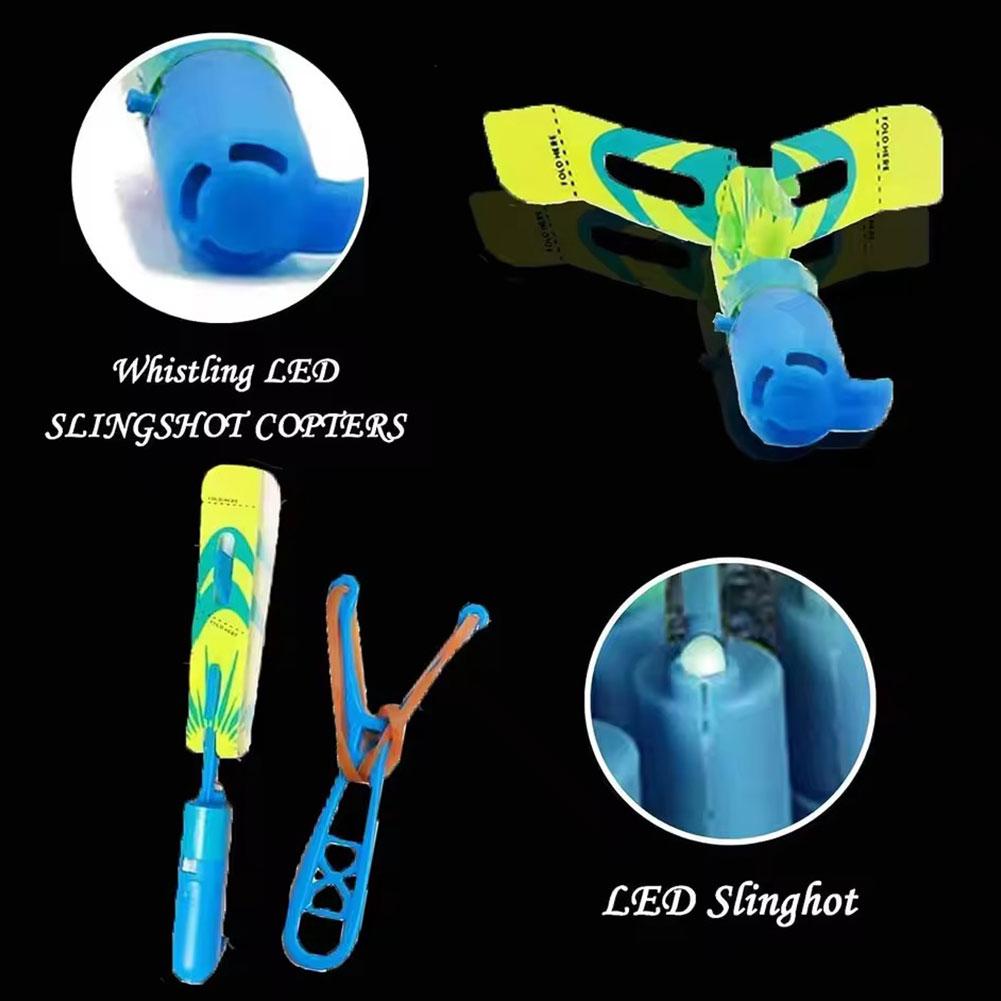 AliExpress 5PCS LED Slingshot Flying Copters Light-Up Arrow Rocket Toys, Outdoor Party Favors Glow in The Dark Helicopters for Kids, view 3