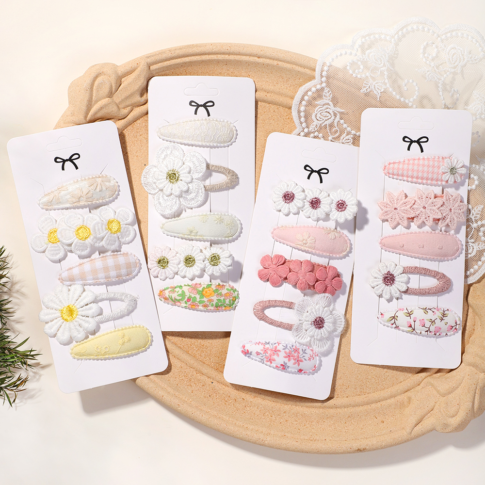 AliExpress 5Pcs/Set Kids Hair Accessories BB Clips Sweet Printe Hairbangs Hairclip Baby Girls Barrette Ins Style Daisy Hairpin Ornament, view 3