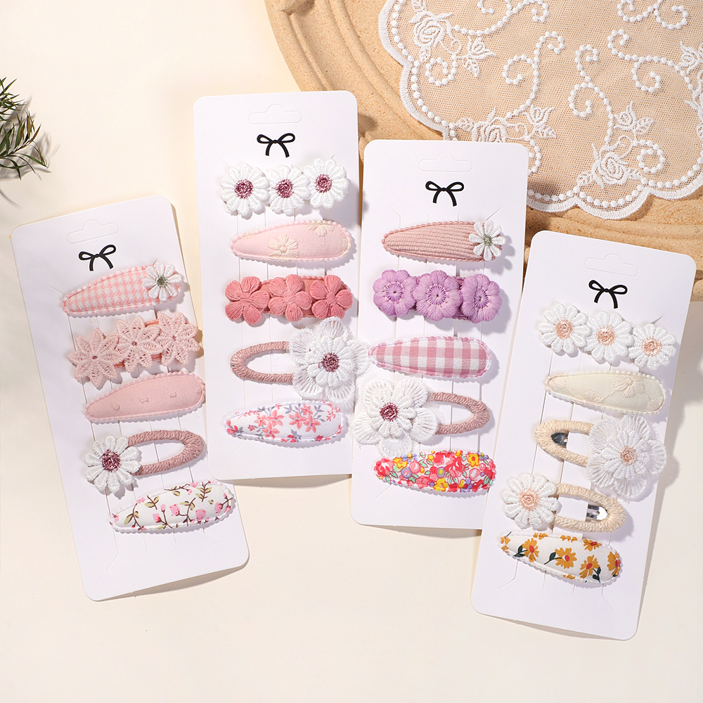 AliExpress 5Pcs/Set Kids Hair Accessories BB Clips Sweet Printe Hairbangs Hairclip Baby Girls Barrette Ins Style Daisy Hairpin Ornament, view 4