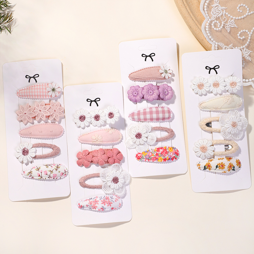 AliExpress 5Pcs/Set Kids Hair Accessories BB Clips Sweet Printe Hairbangs Hairclip Baby Girls Barrette Ins Style Daisy Hairpin Ornament, view 5