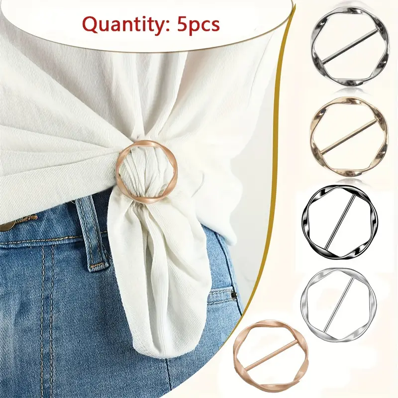 AliExpress 5pcs/set Multipurpose Shirt Ring Belt Buckle Belt and Scarf Adjuster Slim Belt fashion Accessories Scarf Buckle, view 4