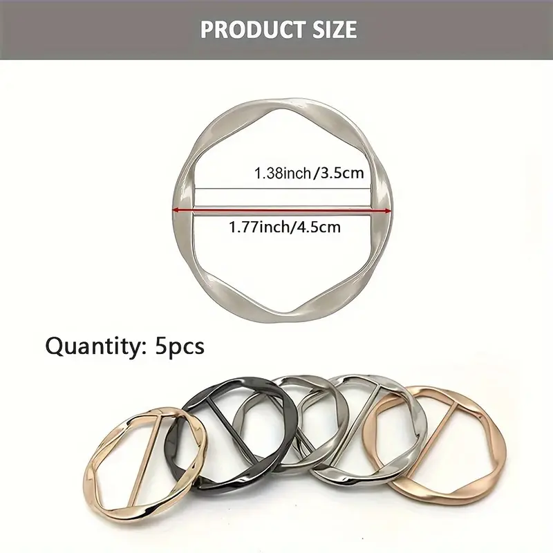 AliExpress 5pcs/set Multipurpose Shirt Ring Belt Buckle Belt and Scarf Adjuster Slim Belt fashion Accessories Scarf Buckle, view 6